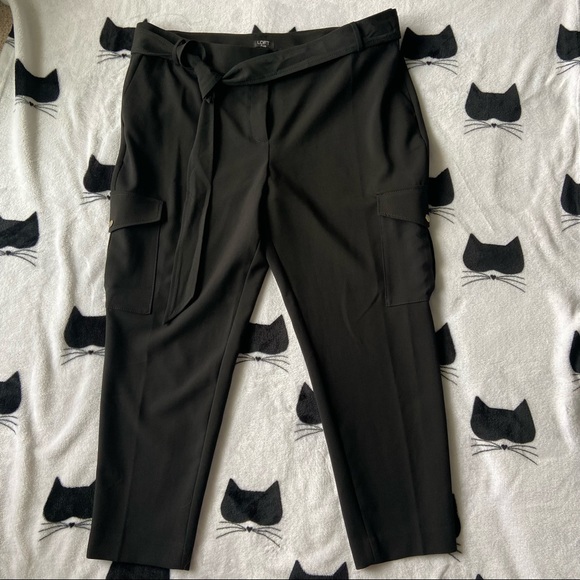 NWT Loft Cargo Pants Size 18 Black, Gold Hardware - Picture 1 of 7